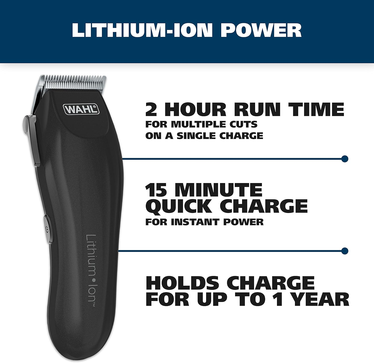 Wahl Clipper Lithium-Ion Cordless Haircutting Kit - Rechargeable Grooming and Trimming Kit with 12 Guide Combs - by the Brand Used by Professionals - Model 79608