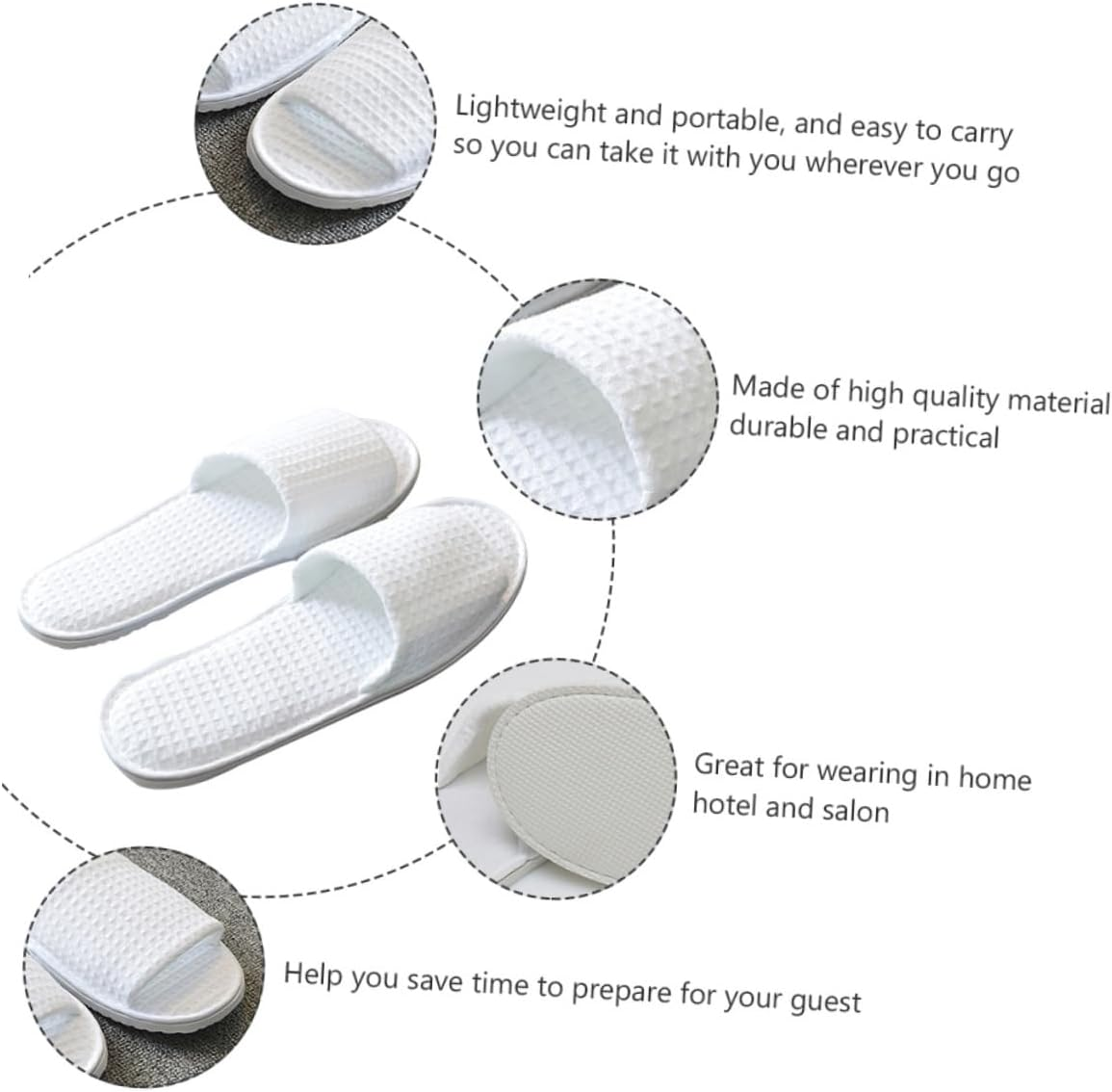 NULYLU 3Pairs Portable Non- Reusable Slippers for Hotel and Beauty Salon Travel-Friendly Thicken Slippers of Lightweight and Easy to Carry image number 5