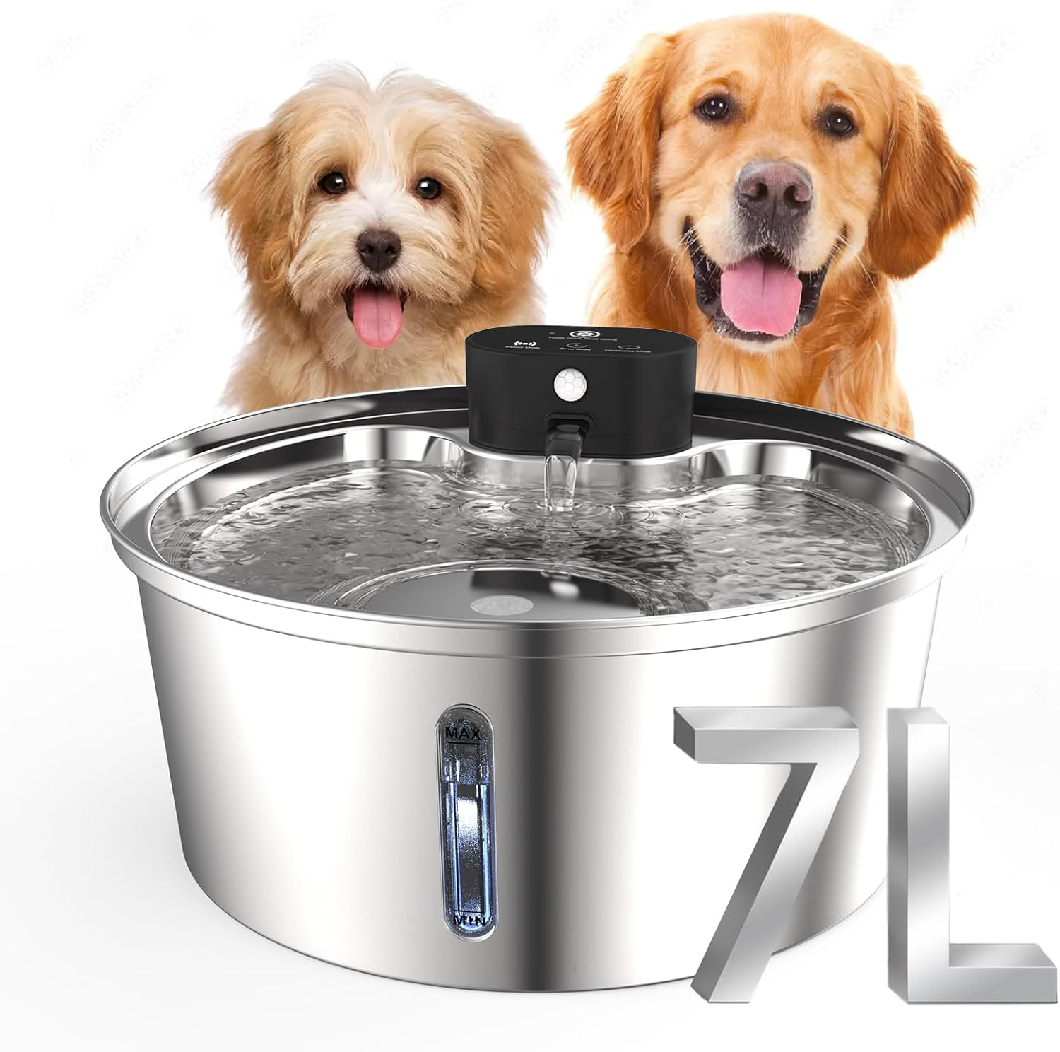 Wireless Dog Water Fountain,7L/236Oz Automatic Cat Water Fountain Battery Operated, Stainless Steel Multi Pet Fountain, Super Quiet with Triple Filtration, Great for Large Dogs Cats and Multi-Pet Home image number 2
