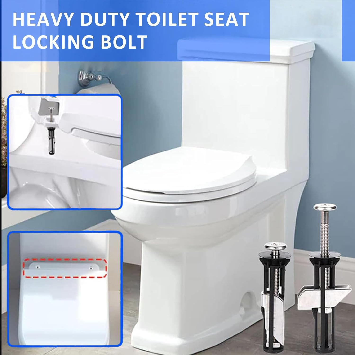 2-Pack Toilet Seat Bolt Kit - Stainless Steel Toilet Seat Screws Replacement Kit for Easy Installation, Durable Toilet Seat Fasteners and Bathroom Hardware Maintenance Accessories image number 4