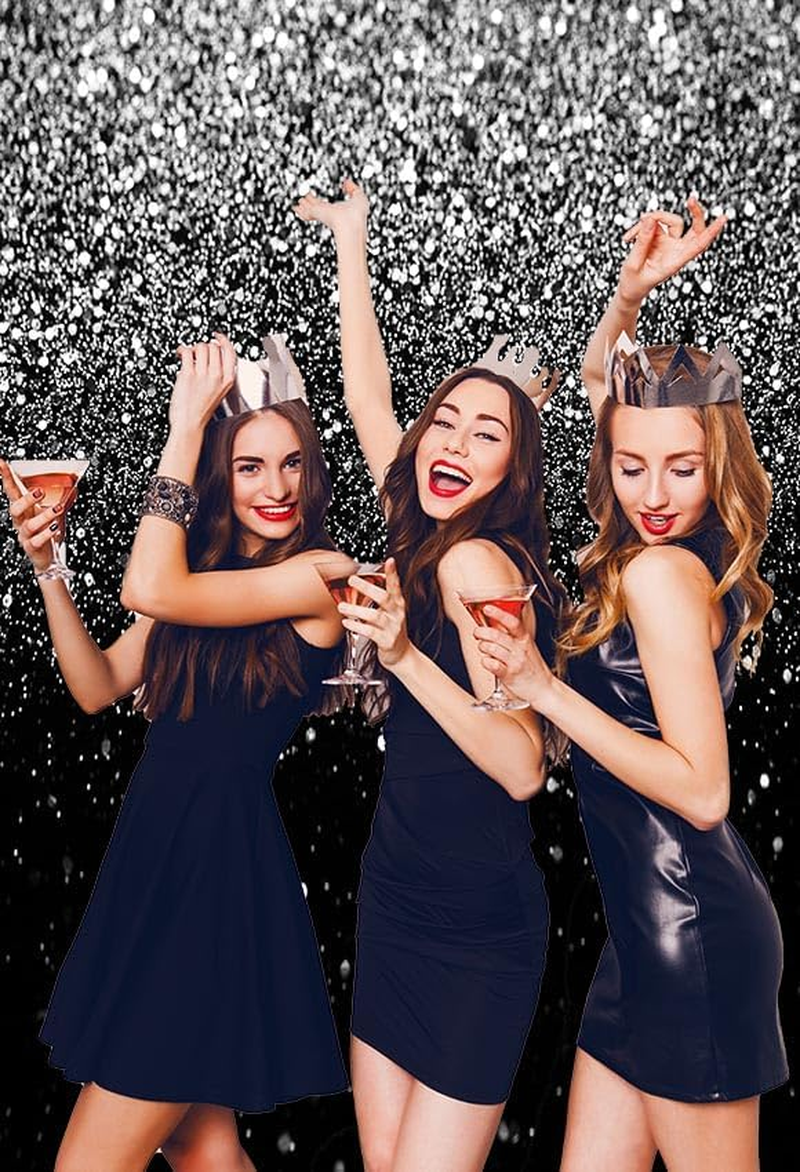 MEHOFOND Glitter Backdrop Happy Birthday Wedding Party Poster Photography Backdrop for Men Women Adult Prom Party Decorations Banner Photo Props 1.5X2.1