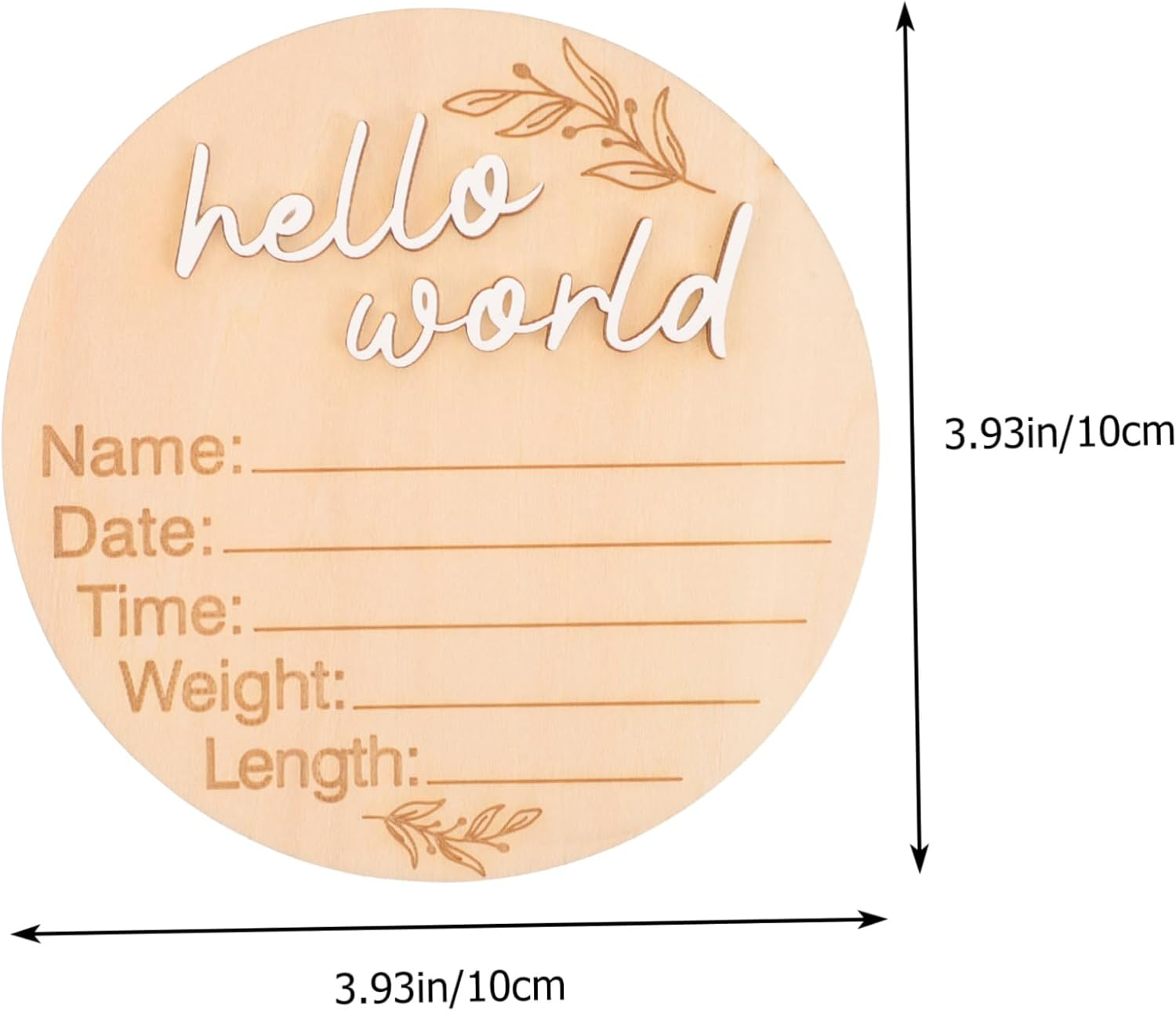 2Pcs Newborn Announcement Sign Circular Birth Sign for Hospital Use Name Plaque Parents Crafted from Natural Wood image number 2