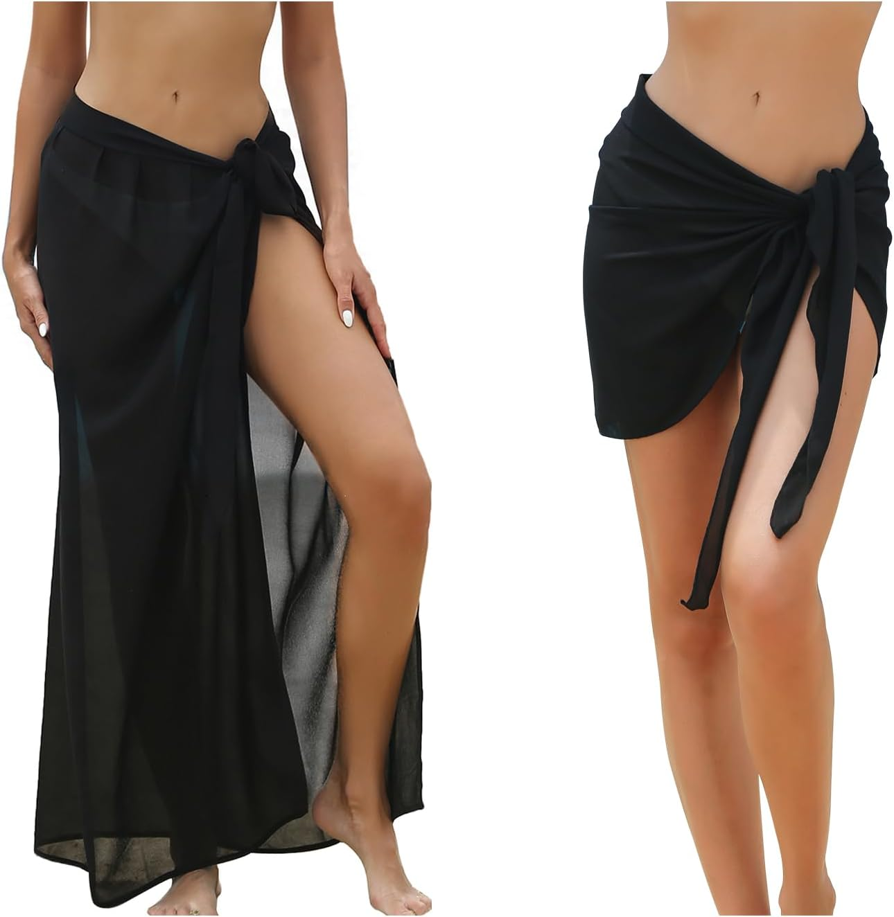 2 Pieces Sarong Coverups for Women Bathing Suit Wrap Swimsuit Skirt Beach Bikini Cover up Swimwear Chiffon