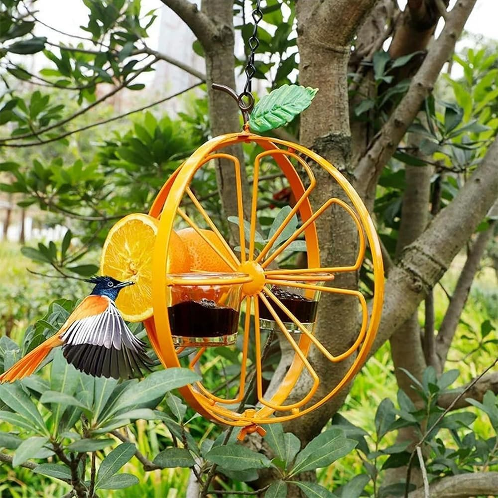 Hanging Bird Feeding Station with 2 Cups - Premium Hummingbird & Wild Bird Feeder, Durable Outdoor Fruit Feeder for Garden, Patio, and Backyard Adjustable Hanging Stand Included image number 2