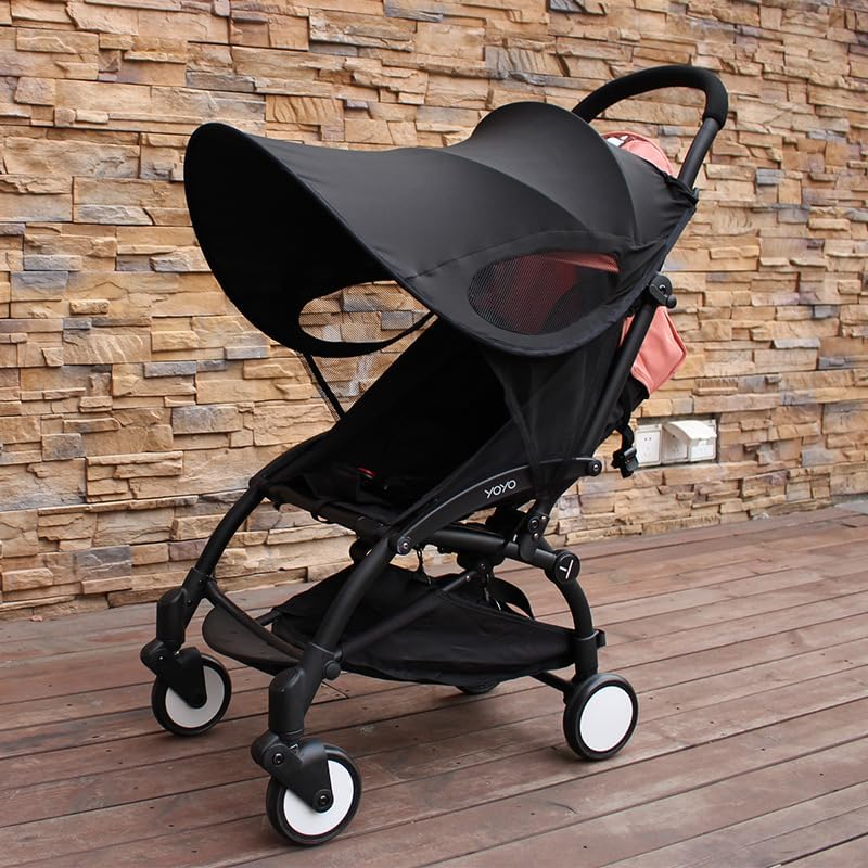 Stroller Sun Shade,Stroller Sun Protection Cover,Baby Car Seat Carrier Sunshade,Rain Shade Canopy Cover Awning anti UV Rays for Travel,Park,Zoo (Black) image number 3