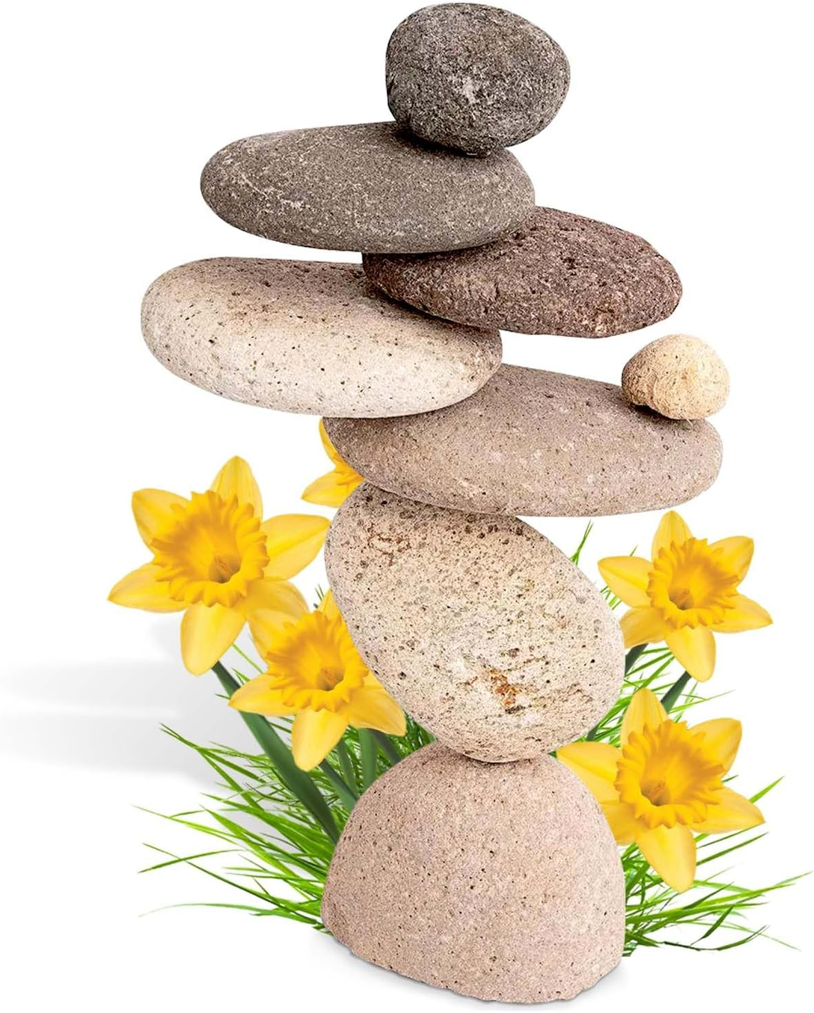 Happy Gardens Zen Stacked Rocks Sculpture | Cairn Statue Balancing Rock Stone Decor for Japanese Garden