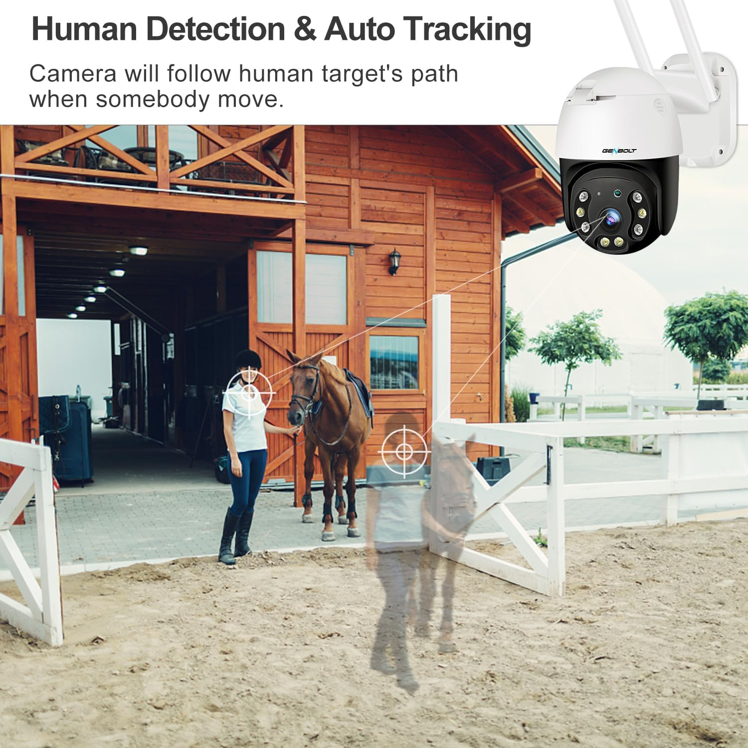 GENBOLT 3G/4G LTE Security Camera Outdoor No Wifi, Wireless Poe IP Surveillance Camera with Human Detection, Auto Tracking CCTV Camera with Sim Card image number 1