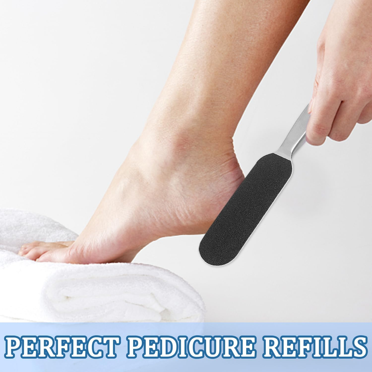 SYEYCW Pack of 50 Replacement Sandpaper Refill Pads, 100 + 180 Grit Replacement Pads, Foot Rasp Replacement Sandpaper, Self-Adhesive Foot Rasp, Replacement Pads for Pedicure File, for Dead Skin image number 2