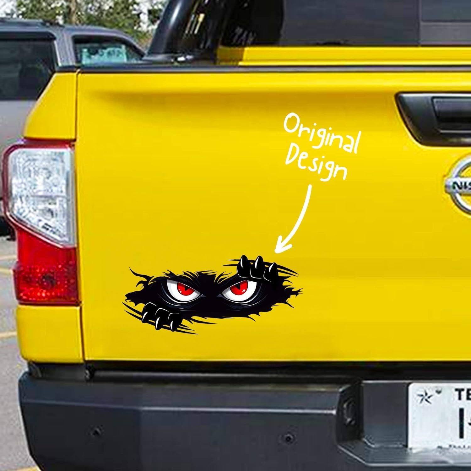Car Decal - Peeking Monster Angry Eyes Car Decals,Funny Monster Stickers for Cars, Trucks, Dents & Sports Cars, Large Black Vinyl Bumper Stickers and Decals (10X4 Inches) 3PCS (Style 1) image number 1