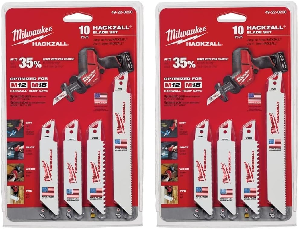 Milwaukee 49220220 HACKZALL General Purpose Kit 10 Pce, Black, Pack of 1