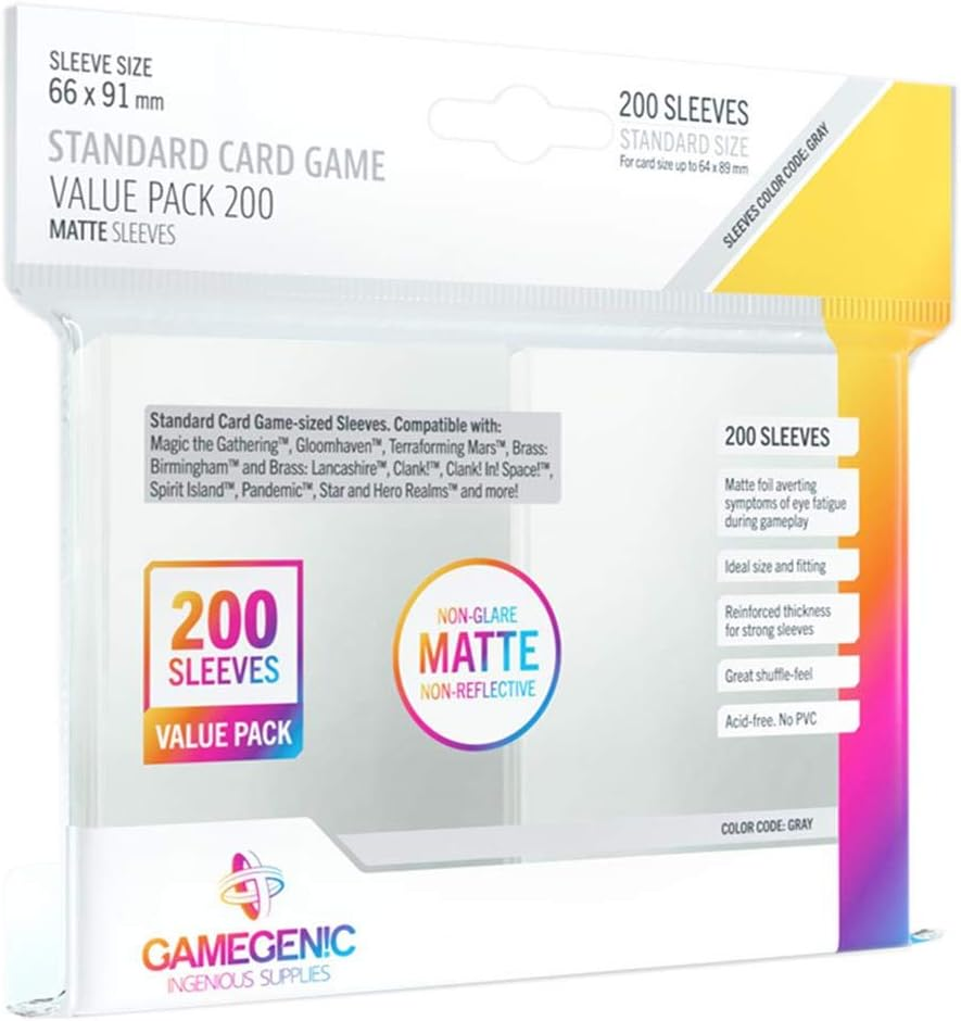 Gamegenic Standard Card Game Value Pack Matte Sleeves- Clear (200Ct.), Various, G10111 image number 2