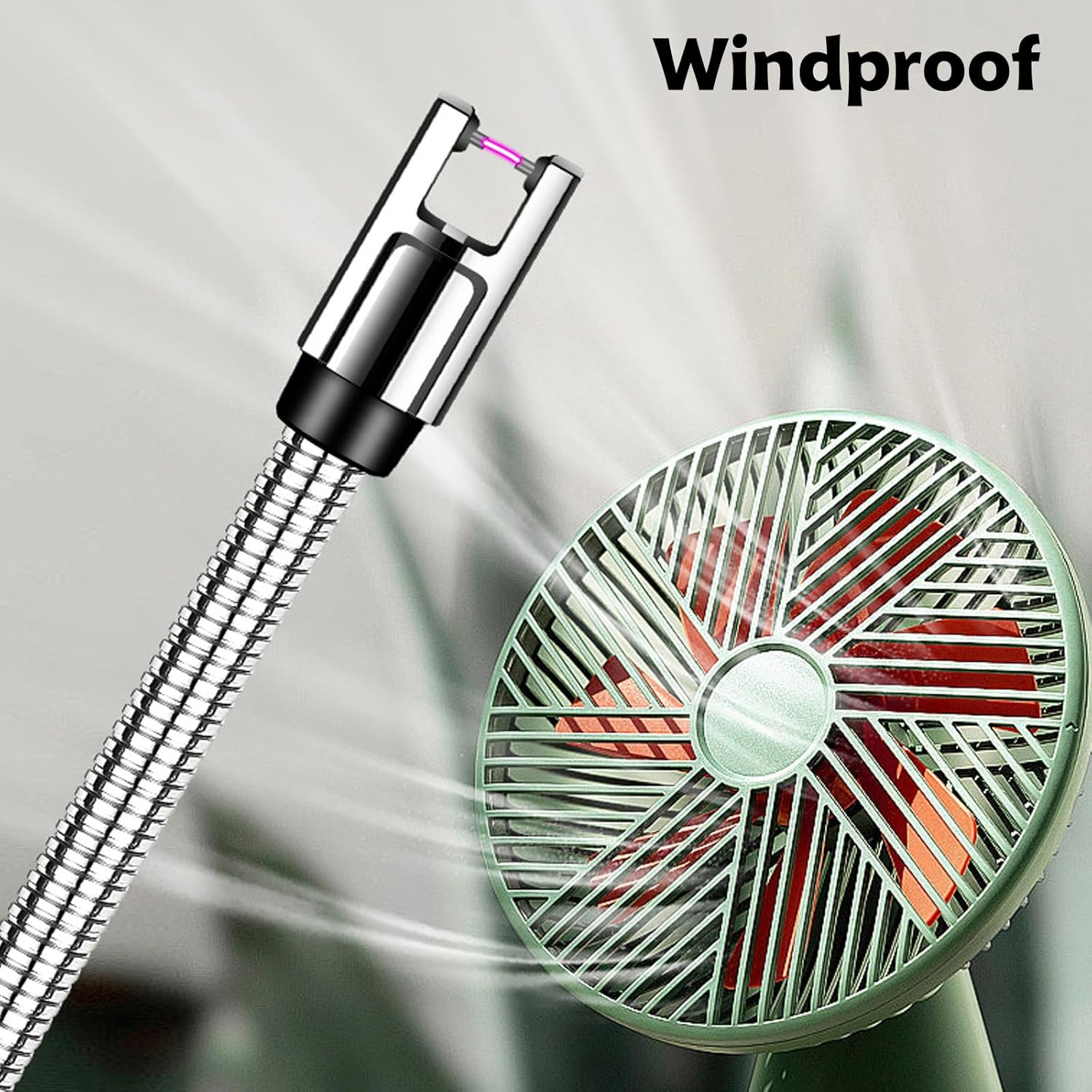 Electric Lighter, 2 Pack of USB Rechargeable Candle Lighter with Hook, 10.2-Inch Flexible Neck Arc Lighters with Battery Indicator and Safety Switch for Candle, Kitchen,Camping (Black A+Rose Gold A) image number 1