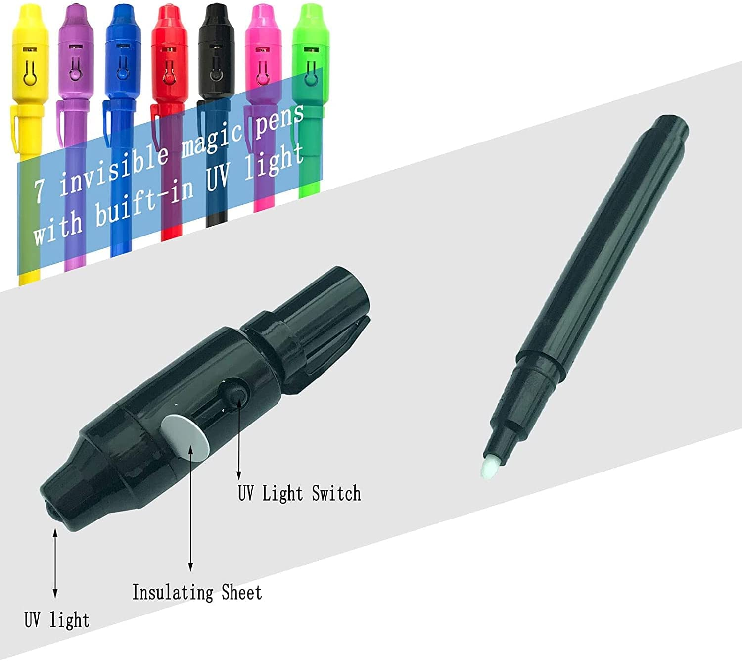 ZDY Invisible Ink Spy Pen with Light Magic Marker for Secret Messages - Kids Party, Christmas, Halloween, Easter Goodies Bags Toy - 14Pcs image number 1