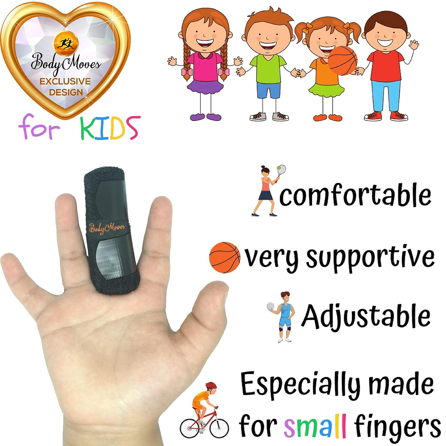 Bodymoves Finger Splints for Teens and Little Pinky Mallet Broken Trigger Finger Post Operative Care (Midnight Black) image number 1