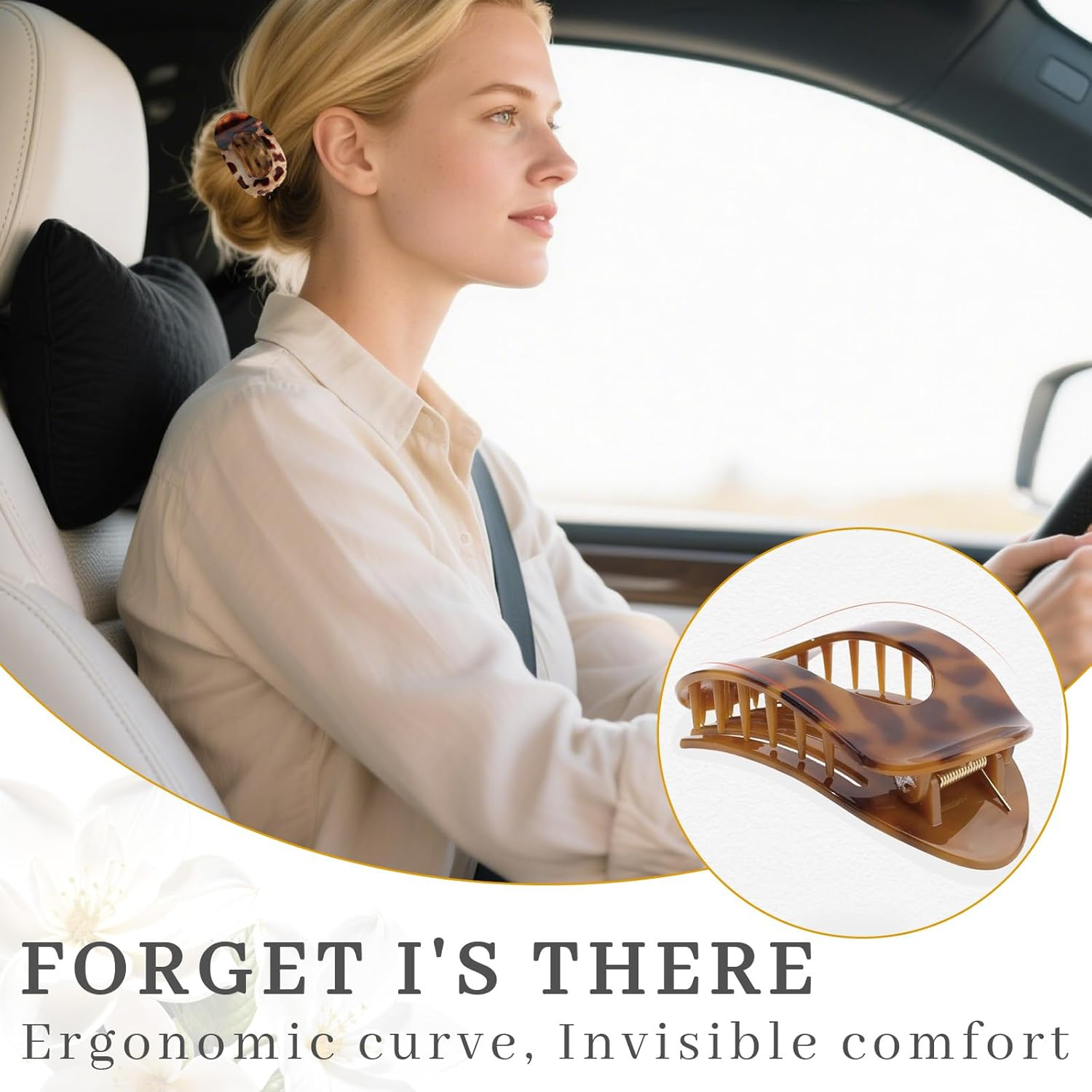 SI SEN Pack of 6 Flat Women'S Hair Clips, Flat Claw Clip, Strong Hold Side Hair Clips, for Thin and Thick Hair, Curved Design for Lying Down image number 5