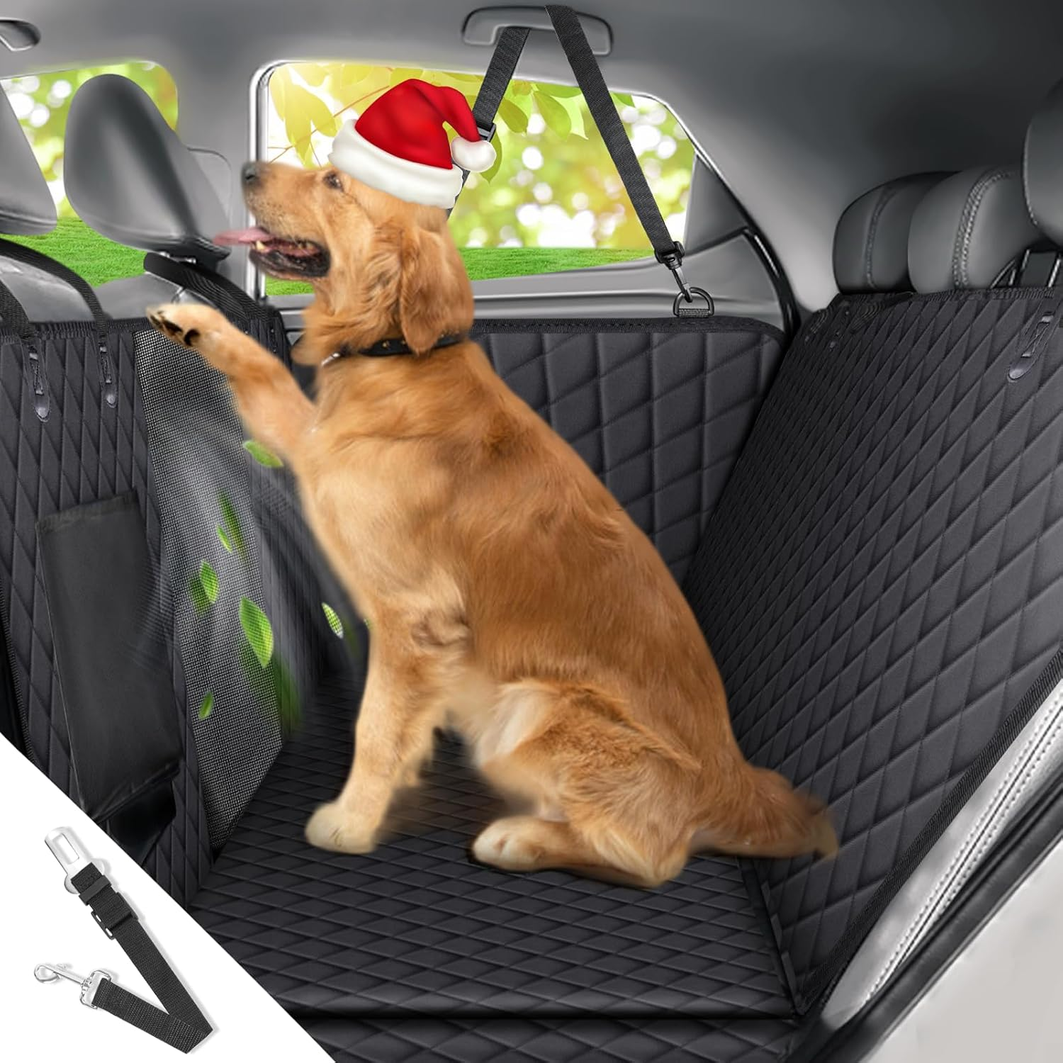 Angooni Non-Slip Dog Hammock Car Seat with Mesh Window- Waterproof Scratch Proof Dog Back Seat Cover, Protector Pet Back Seat Cover Hammock for Cars Trucks Suvs image number 2