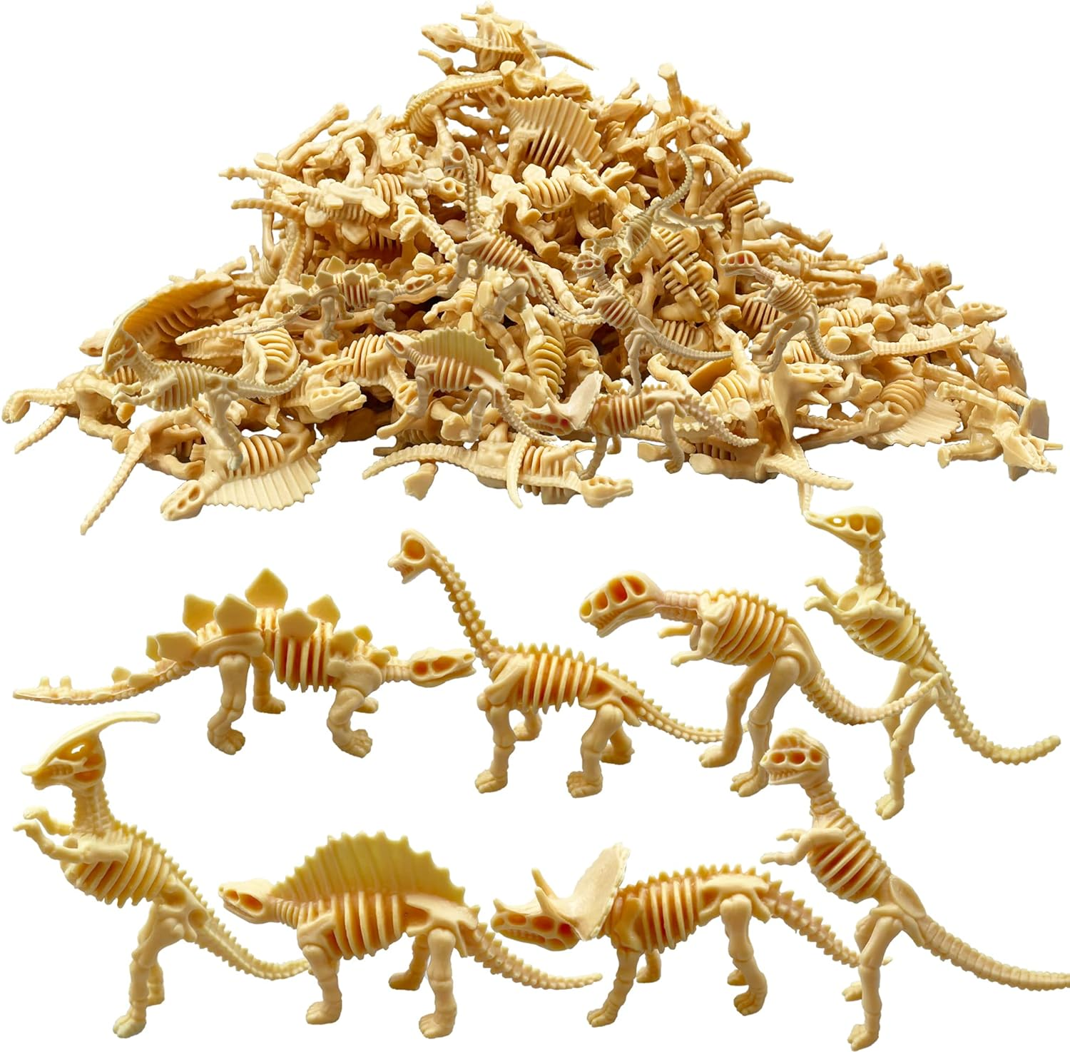 150PCS Dinosaur Fossil Skeleton Dinosaur Skeleton Toys Assorted Figures Dino Bones for Birthday Party Science Play Dino Sand Dig Party Favor Decorations 2.5Inch (150Pcs) image number 6
