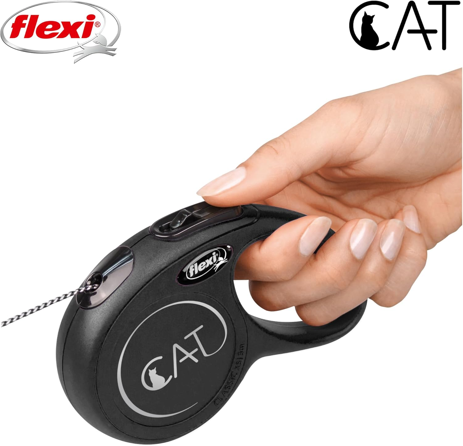 Flexi Classic Retractable Cat Cord Lead Black Extra Small 3 Metres image number 3