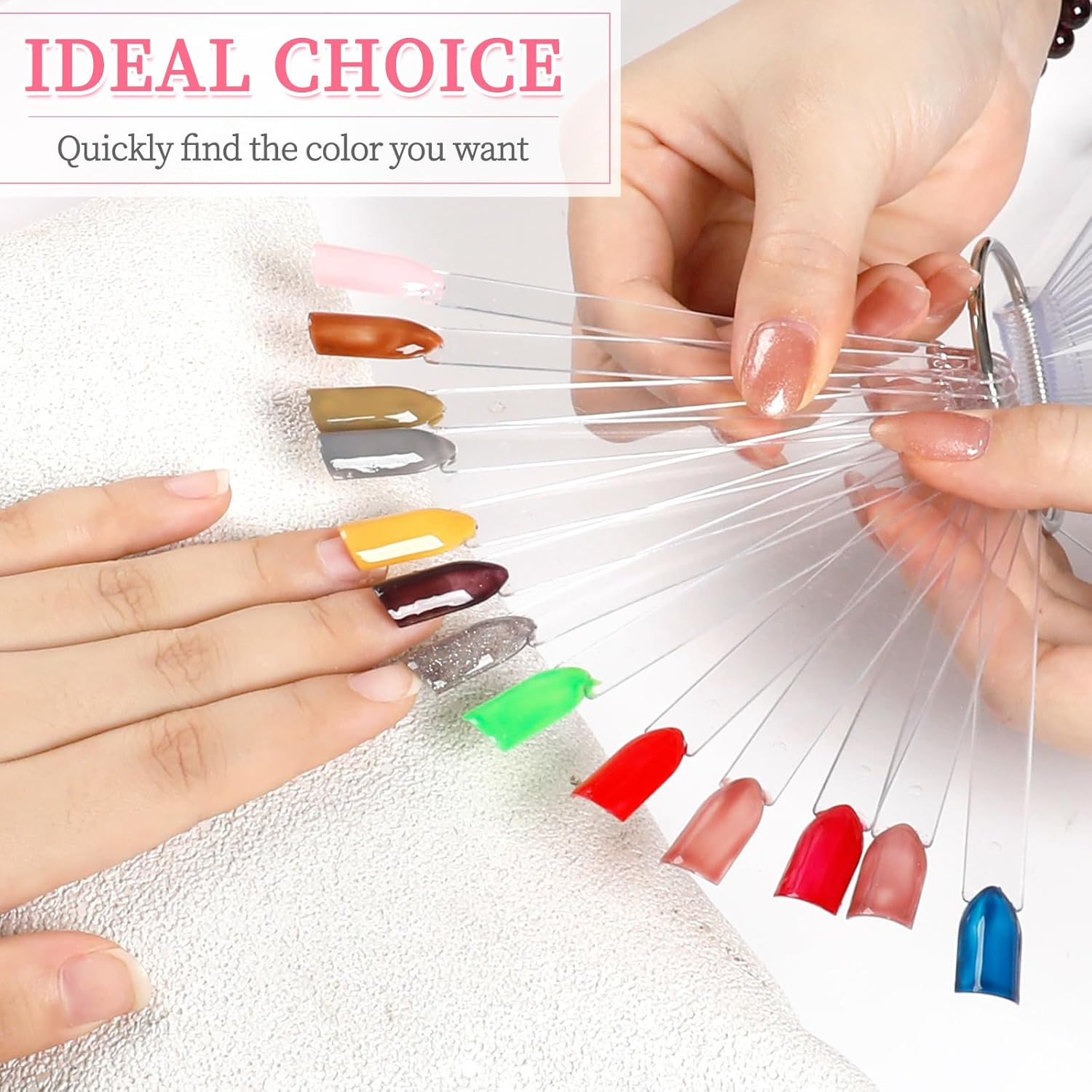 BQAN 100Pcs Nail Swatch Sticks with Ring, Nails Art Display/Practice Sticks for Nail Polish Display Tips image number 2