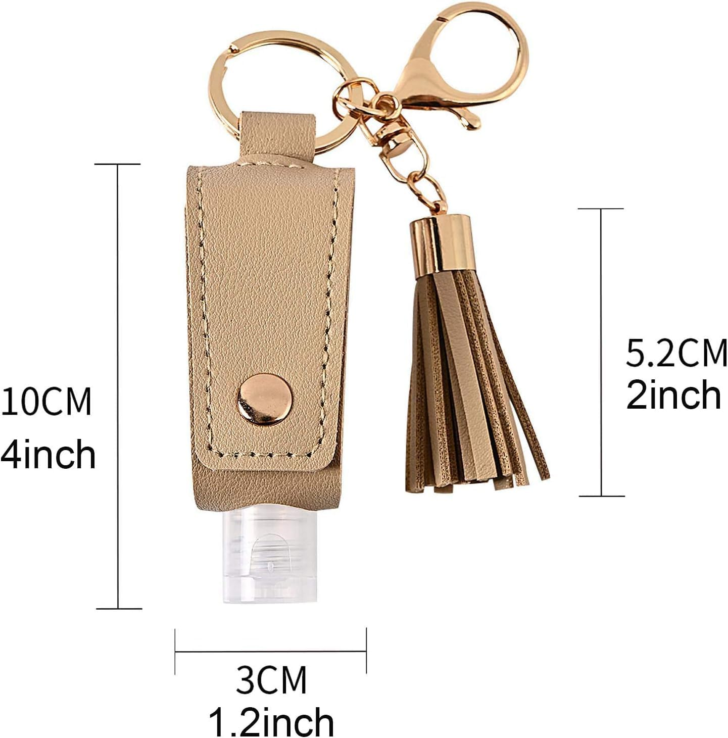 Portable Empty Travel Bottle Keychain Hand Sanitizer Bottle Holder 3 Pack 1Oz / 30Ml Small Squeeze Bottle Refillable Containers for Toiletry Shampoo Lotion Soap (Black+Grey+Khaki) image number 1