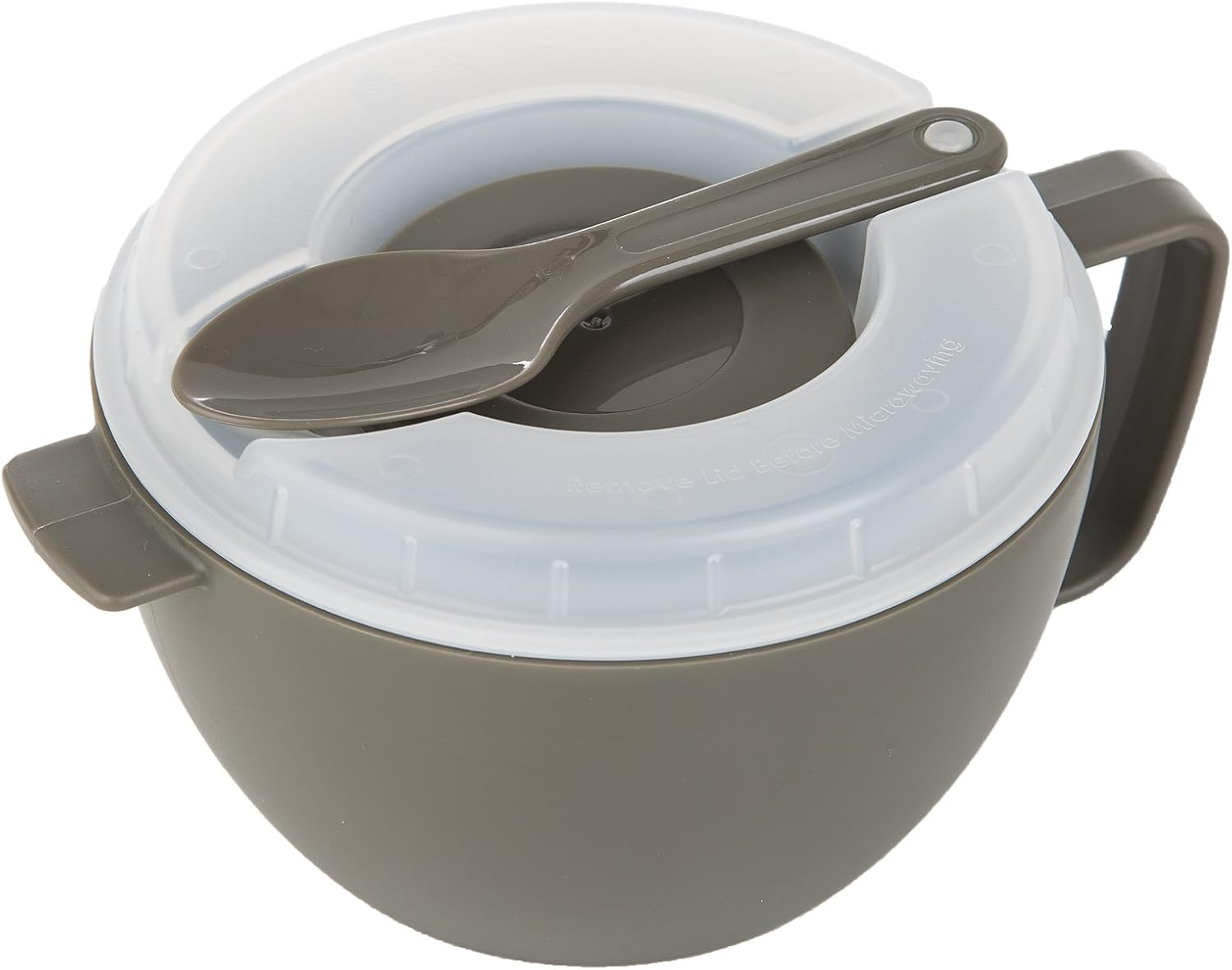 Prep Solutions by Progressive Microwave Soup On-The-Go, Gray - PS-91GY Leak-Proof, Cool-Touch Handle, Spoon Inlcuded image number 1