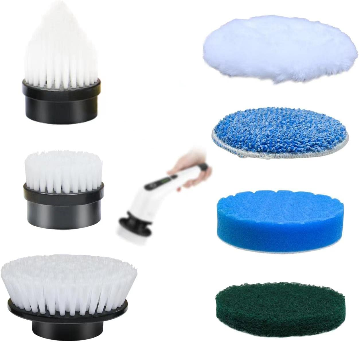 Leebein ANS-8050 & ANS-8051 Electric Spin Scrubber Replacement Brush Heads, 7Pcs Extra Brush Accessories Kit for Leebein ANS-8050 & ANS-8051 Cordless Cleaning Brush Only - Scrubber Not Included