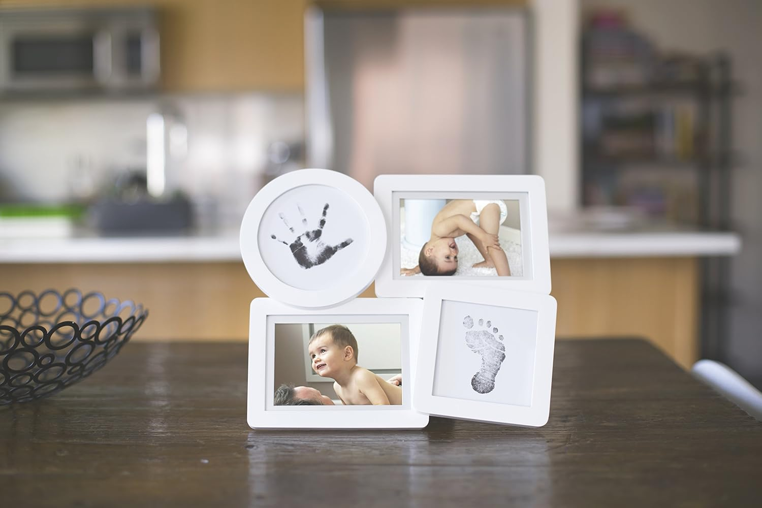 Pearhead Babyprints Newborn Collage Frame with "Clean-Touch" Ink Pad Included, Newborn Baby Registry Must Haves, White image number 4