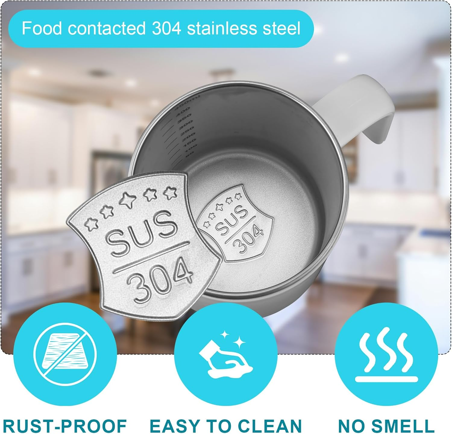 Gosknor Spill Proof Cups for Elderly, 450Ml Stainless Steel Sippy Cup No Spill Cups with Straw Leak Proof Porridge Mug Suitable for Seniors Adults Maternity Drinking Water Milk and Soup (White) image number 3