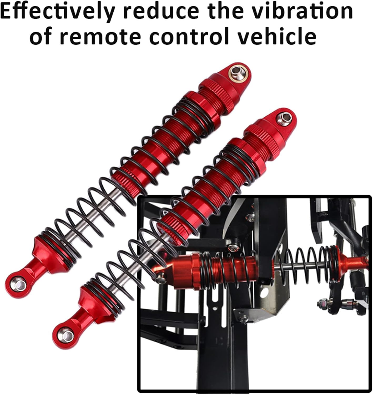 Front Rear Springs Damper, 4Pcs Aluminium Alloy Red RC Accessory Fit for SCX10 D90 1/10 RC Crawler Car Autopart Hobby Vehicle Shock Kits Car Parts (110Mm) image number 4