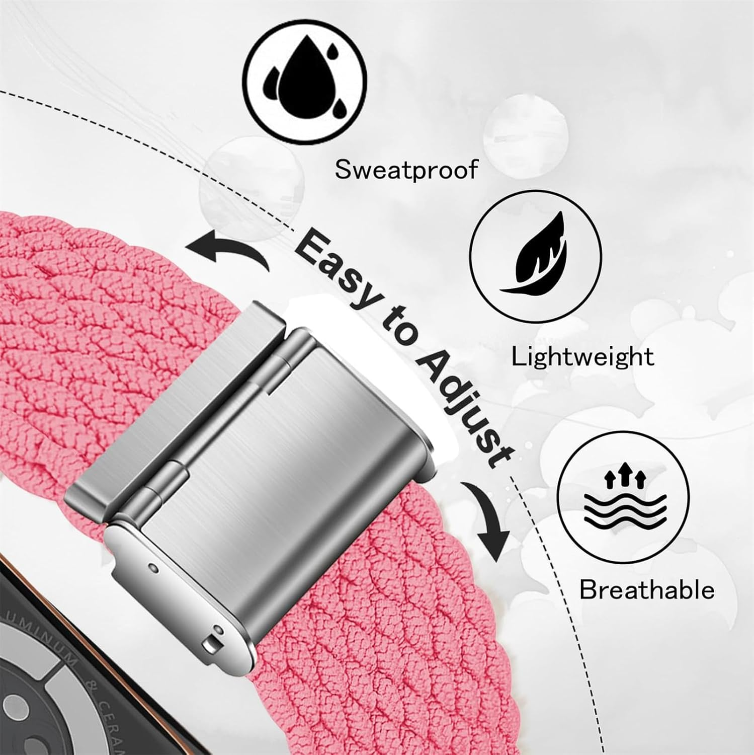 Braided for Apple Watch Band 40Mm 44Mm 45Mm 46Mm 41Mm 49Mm Iwatch Bands 42Mm 38Mm Women Men,Nylon Strap Stretchy Elastic Sport Loop Wristband for Apple Watch Series 11/10/9/Ultra 3/2/SE 3/2/8/7/6/5/4