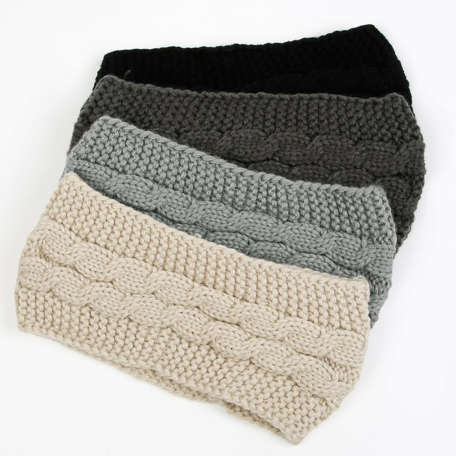 WOVOWOVO Winter Women'S Headband, Knitted Girls Women Headbands, Hair Band, Wide Warm Ear Warmers, Elastic Crochet Hair Bands, Thick Headband, Hair Accessories, Headband, Pack of 4 image number 2