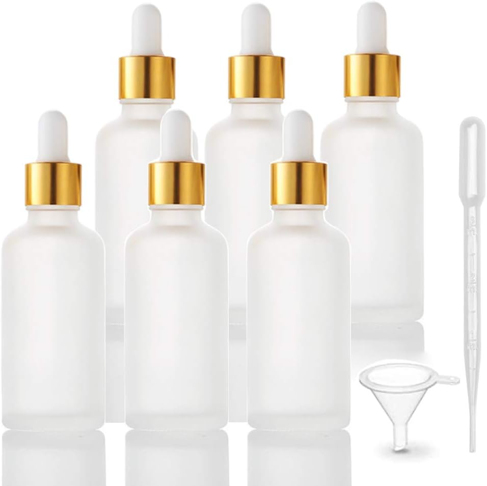 6 Pack Dropper Bottle for Essential Oils, Empty Liquid Holder with Glass Eye Dropper, Golden Caps Travel Perfume Cosmetic Container - Pipette & Funnel Included (15Ml/0.5 Fl Oz) image number 4
