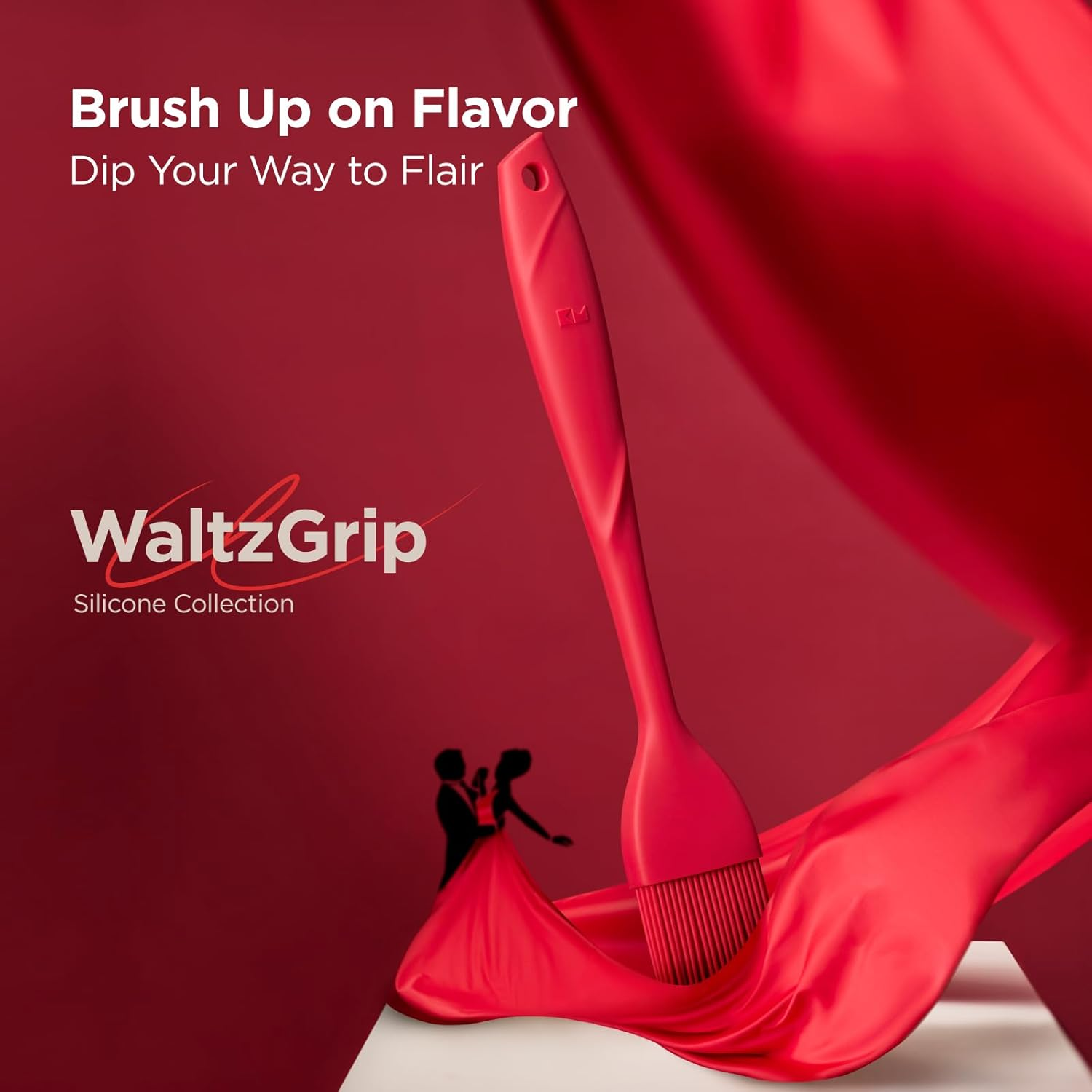 Kitchen Mama WALTZGRIP Platinum Silicone Basting Pastry Brush: Set of 2 Heat-Resistant for Cooking, Baking, Pastries, Grilling, Spreading Oil, Butter, BBQ Sauce, Eggs. Dishwasher-Safe (Red) image number 6