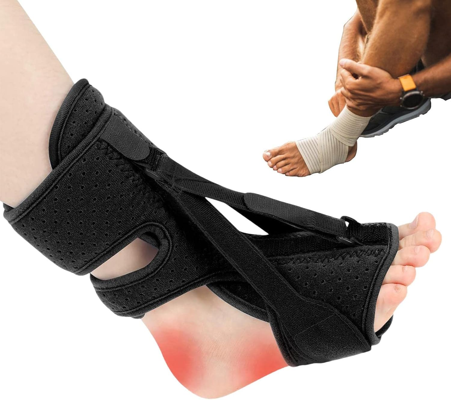 Plantar F?Sciitis Night Splints | Foot Drop Orthotic Brace Support Straps | Orthotics Ankle Brace for Heel | 3 Adjustable Straps Compression Foot Sleeves with Ankle Suppor for Women & Men