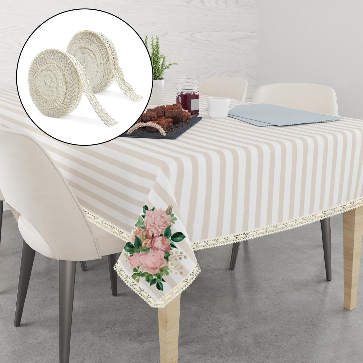 Lace Trim, 2 Rolls Vintage Sewing Crochet Lace Ribbon for DIY Sewing Craft, Scrapbooking, Bridal Wedding Decoration (20Yd, 2 Style) image number 2