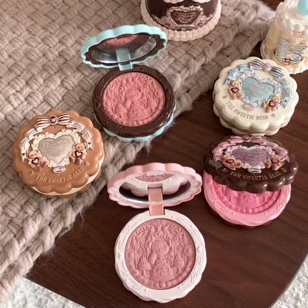 Flower Knows Sweetie Bear Velvet Satin Blush Natural Brightening, Long-Lasting Matte Finish (C03)