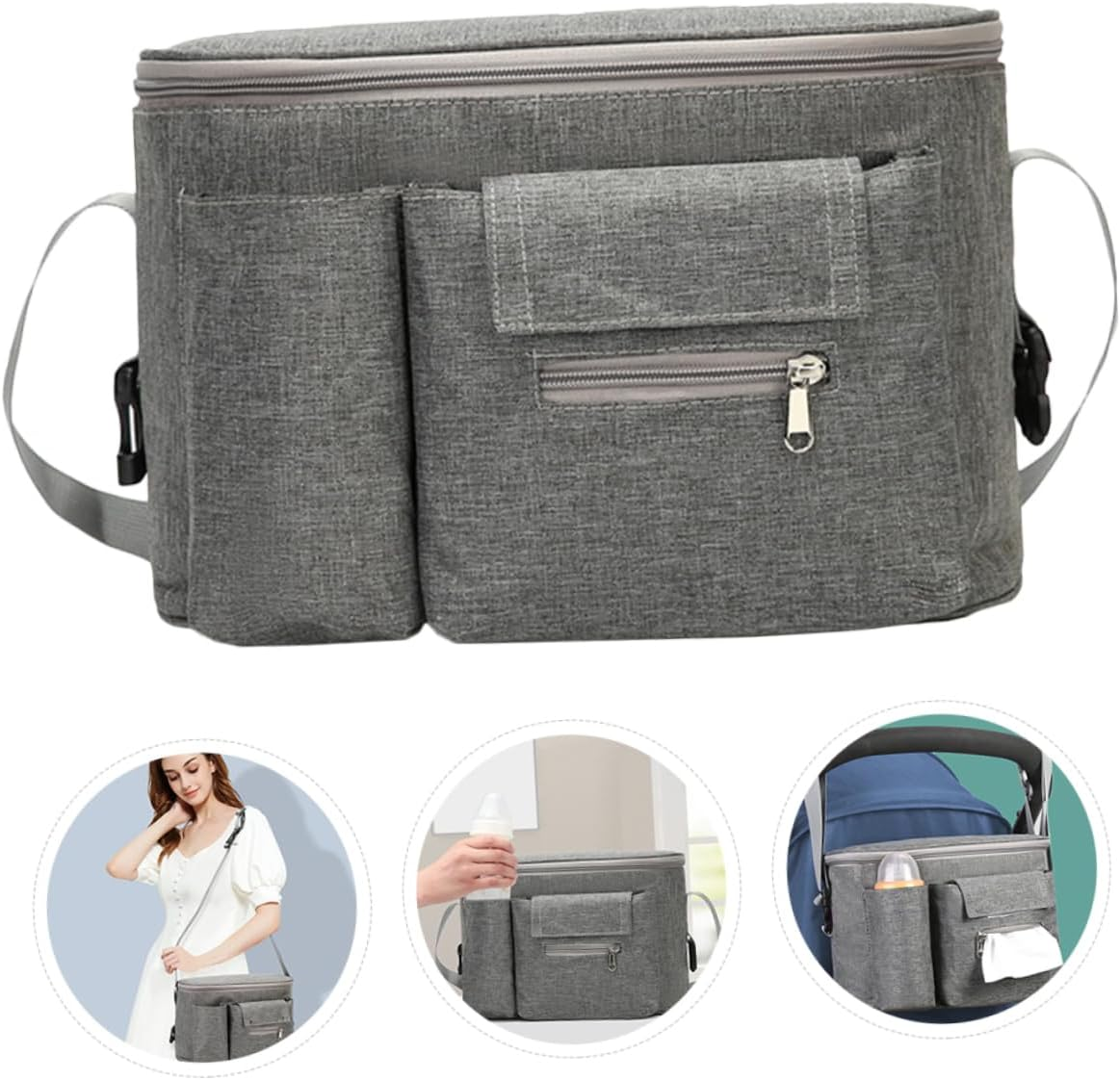 Ibasenice Diaper Bag Container Stroller Bottle Pouch Large Capacity for Organized Travel and Commuting image number 5