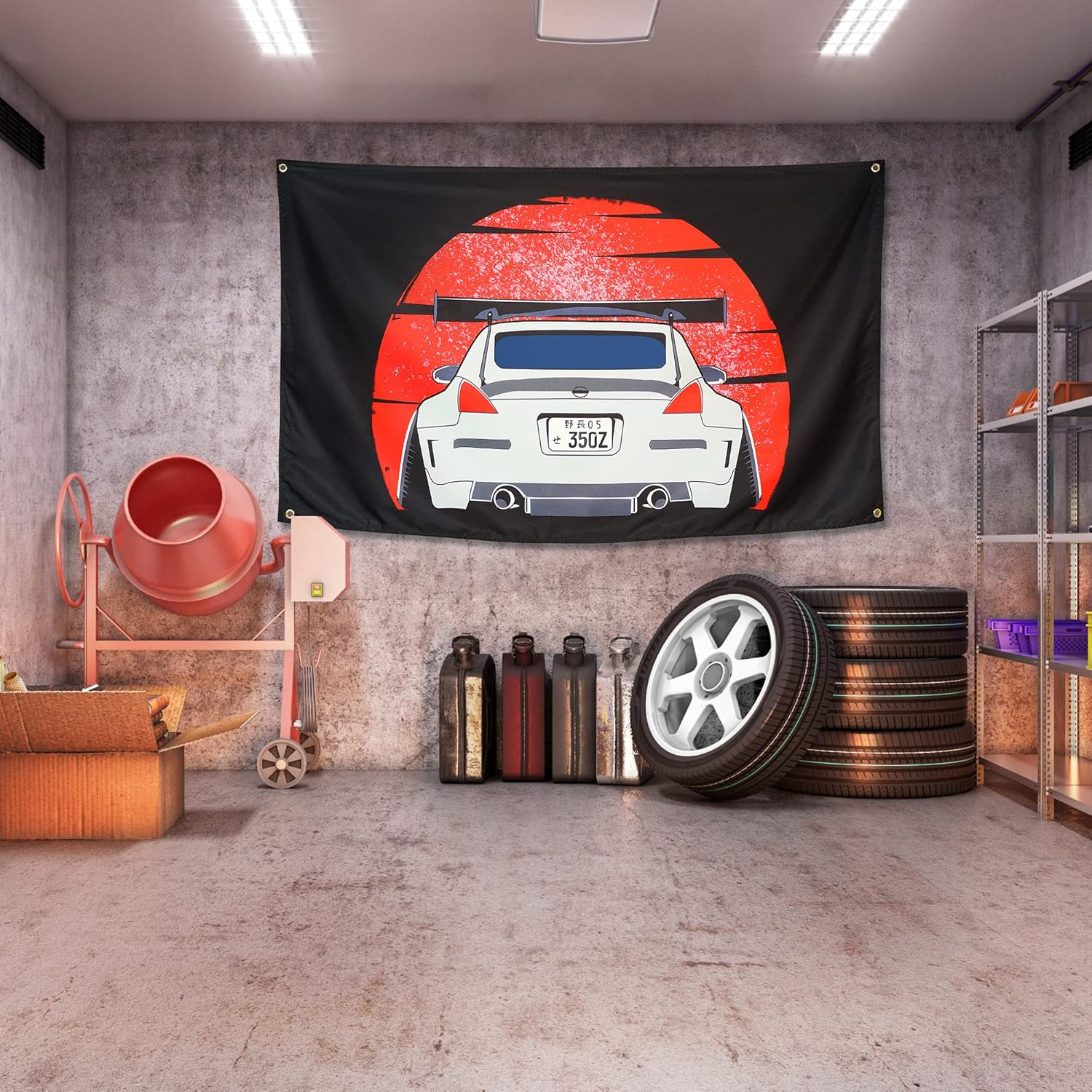 Car Flag 3X5 Ft for Vintage JDM GTR Fans Wall Tapestry Huge Garage Heavy Duty 200D Polyester Wall Tapestry Poster D&eacute;cor image number 3
