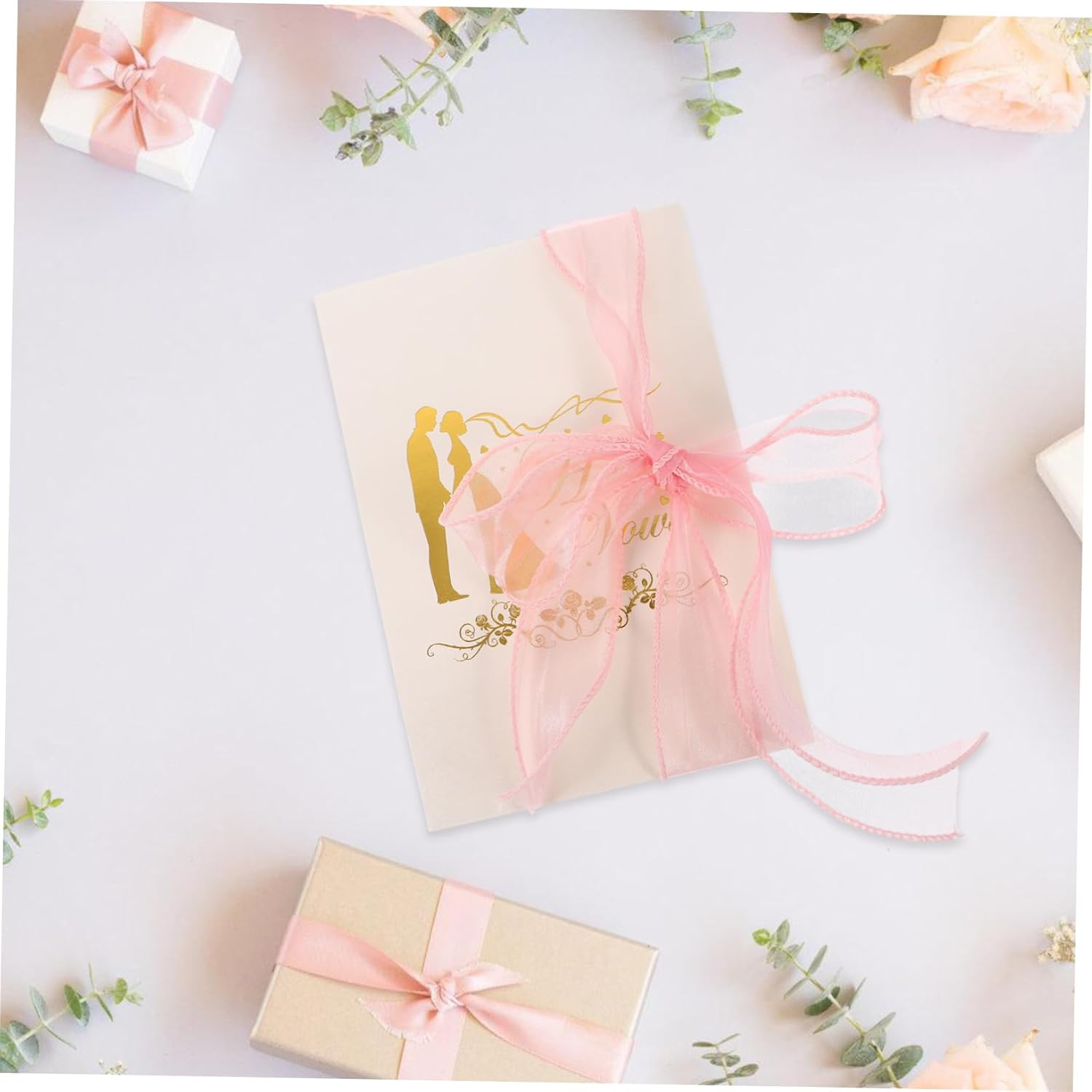 Ifundom 2Pcs Elegant Wedding Vow Cards Ribbon Decorative Speech Vow Books for Weddings Anniversaries Special Occasions Beautifully Crafted Keepsake Brochures - Assorted Color image number 3