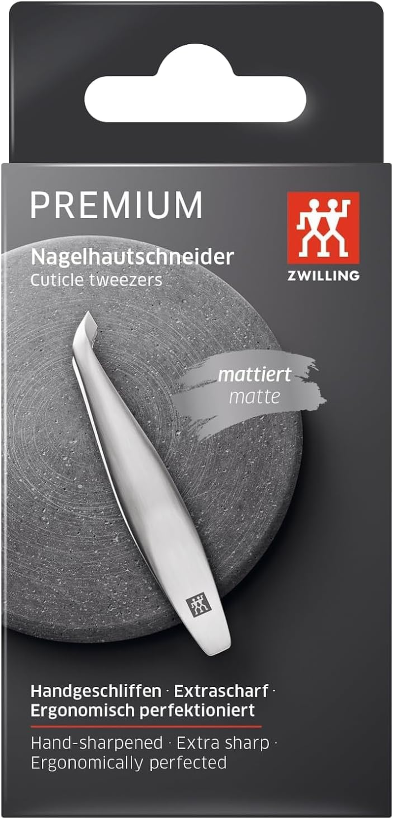 ZWILLING Cuticle Clippers (Precise Removal of Cuticle Remnants, Sharp, Angled Cutting, Hypoallergenic), Matted, Premium, Silver