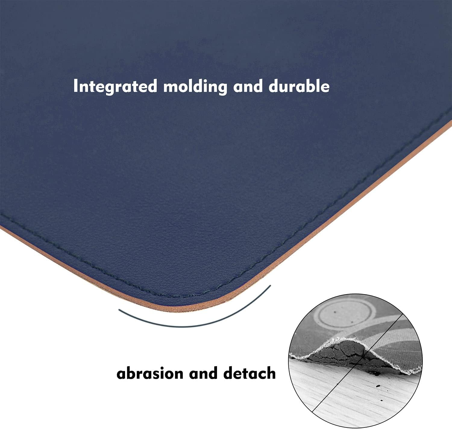 Leather Mouse Pad,Wood Mouse Pad,Double Side Mouse Pad,Stitched Edges,Equipped with Coaster Mouse Pads for Laptop,Office & Home,1 Pack,8Inch11Inch,Eagzffi(Blue) - Apricot image number 2