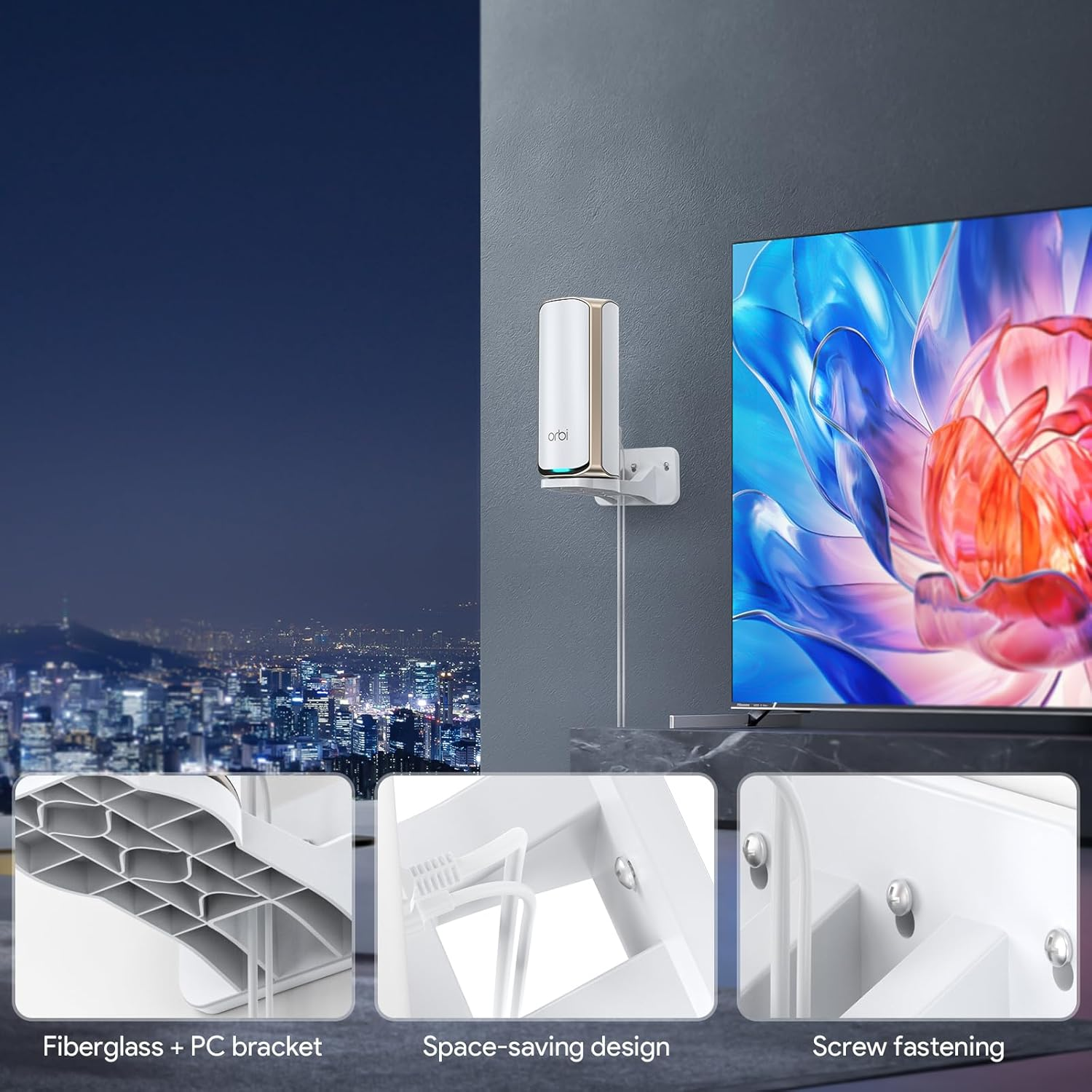 EDUP Wall Mount Kit for Orbi 970 770 870 Wifi 7 Mesh Systems and Netgear Nighthawk Wifi 7 Router (RS100 RS200 RS300 RS500 RS600 RS700S), Enhance Signal Coverage -White (Pack of 2) image number 6