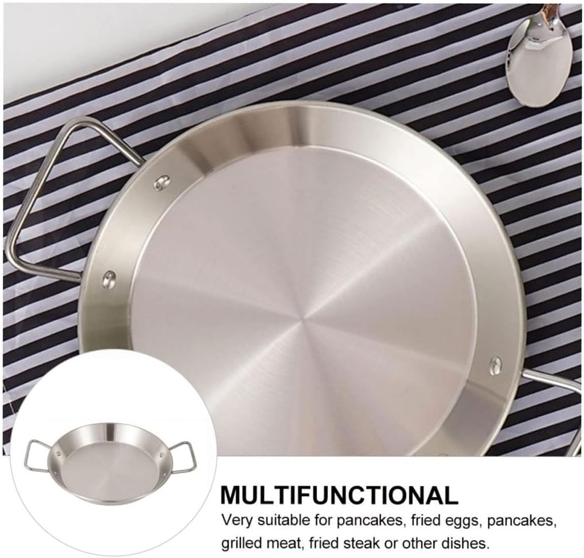 AIMALL Stainless Steel Korean Seafood Plate 10.6In / 27Cm &ndash; Nonstick Frying Pan with Handles, Crayfish Griddle, Dry Pot Pan for Fried Chicken & Snacks image number 3