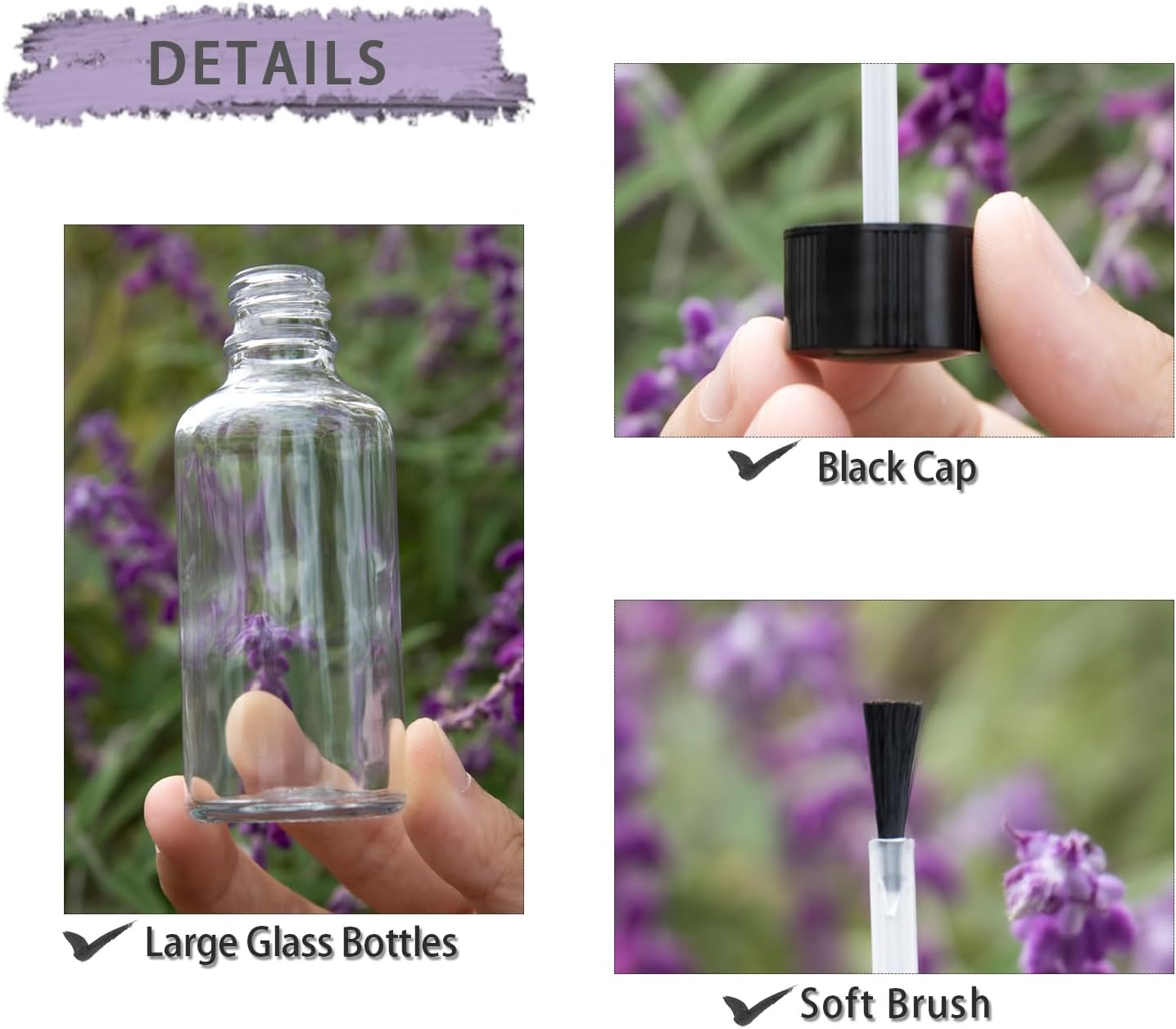 Agidea 6PCS Large Empty Nail Polish Bottles with Brush,Refillable Glass Cuticle Oil Bottles Travel Containers with Funnel & Mixing Balls for DIY Nail Art Cuticle Oils (50ML) image number 5