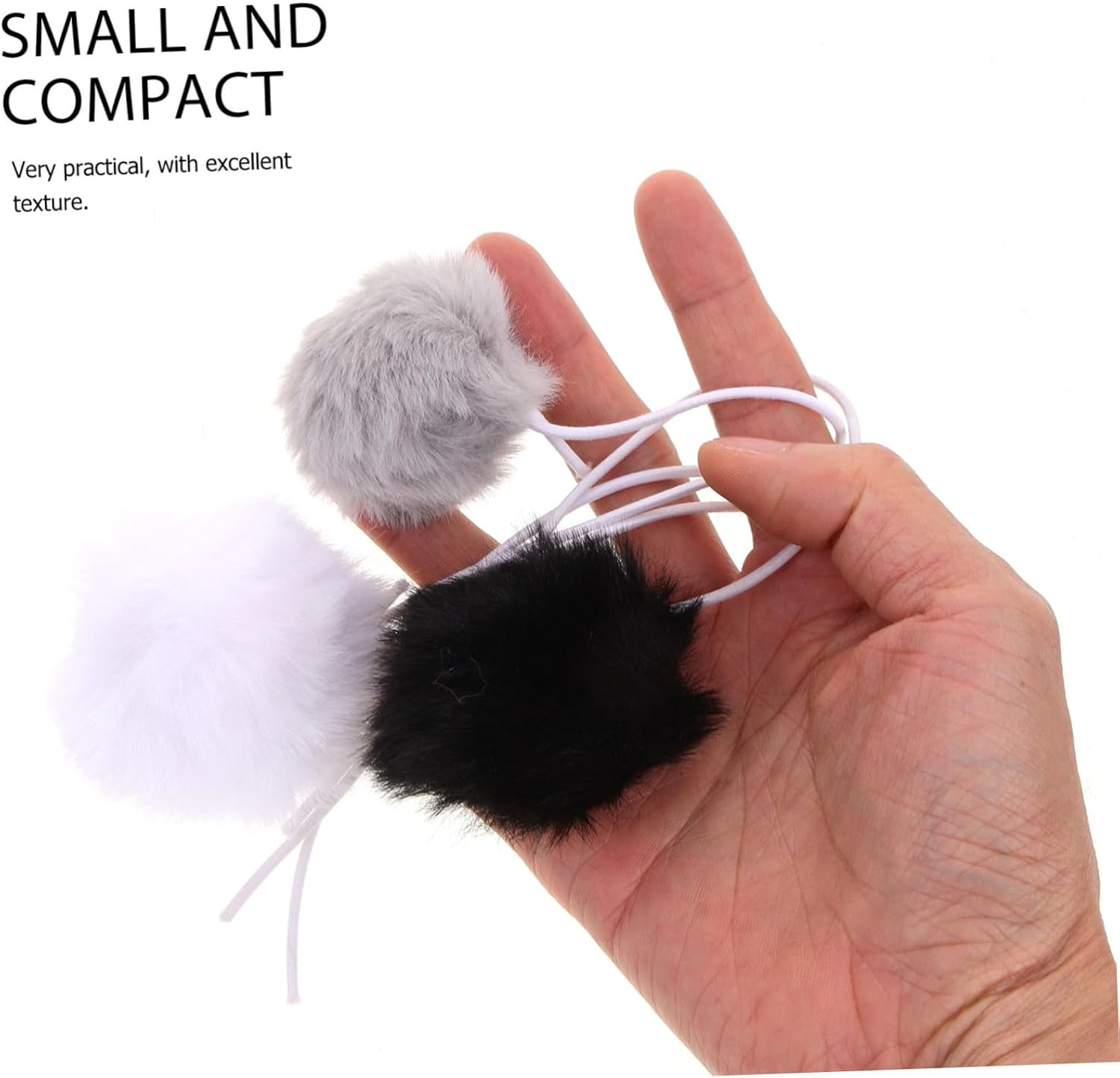 INOOMP 6Pcs Interactive Cat Toy Balls Plush Pom Pom with Elastic Rope for Indoor Cats Kitten Training and Scratching Pet Supply image number 5