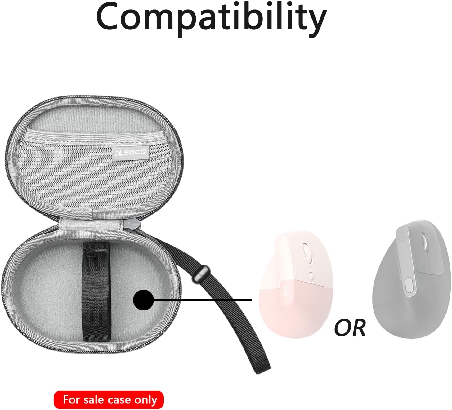 RLSOCO Hard Case for Logitech Lift Vertical/Mx Vertical Wireless Ergonomic Mouse - Grey (Case Only) image number 3