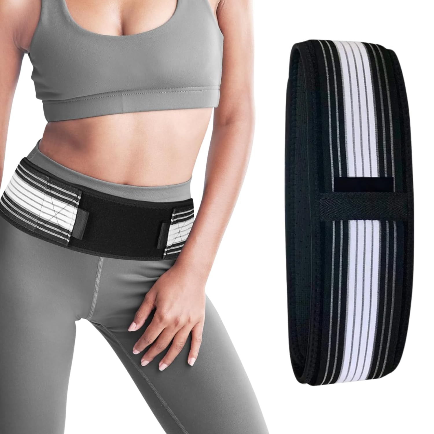 Sacroiliac Hip Belt for Men & Women, Relieves Sciatica, Lower Back & Pelvic Pain, SI Joint Support Brace for Stability, Trochanter Belt for Nerve Compression, Posture & Spine Alignment Support (43.31 Inch) image number 4