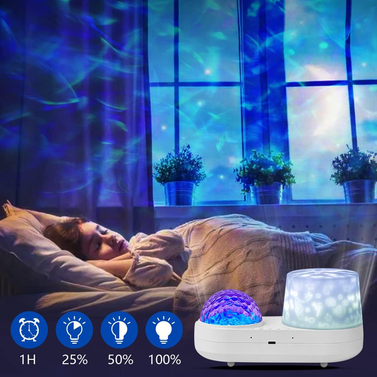 Ocean Wave Ceiling Projector, Night Light for Bedroom, Ceiling, 10 Color Ocean Waves + 21 Films, Night Light Projector with Timer 360&deg; Rotation for Kids Girls, Birthday, Christmas, Gifts