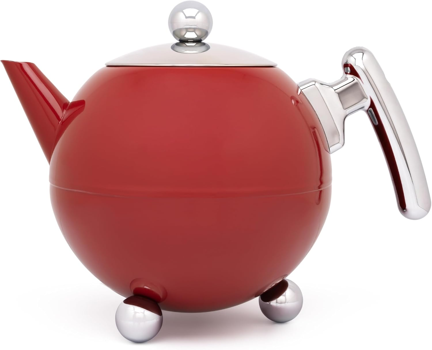 Large Matt Black Bulbous Stainless Steel Teapot 1.2 Litres