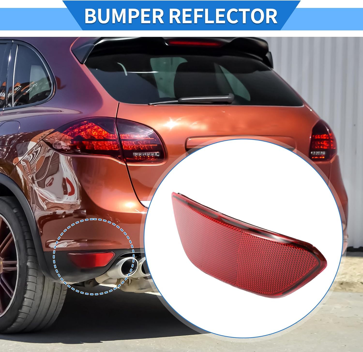 X AUTOHAUX Bumper Reflector Compatible for Porsche Cayenne Base 2014, Durable ABS Plastic Red Rear Left Bumper Reflector Side Marker image number 4
